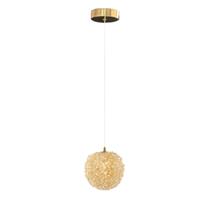 Pendente de Cristal 12cm Dourado Brilho C/ Lâmp LED 7w 3000k