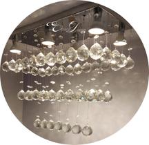 Pendente De Cristal Com Base De Inox Espelhado 50x22cm