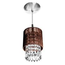 Pendente de Cupula Redondo ClearFio Cristal Acrílico Marrom