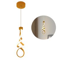 Pendente de Led Luminária Dourado Espiral 20W Branco Neutro