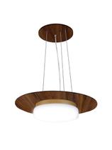 Pendente de Madeira Saturno Vidro Imola 45 cm Imbuia/Dourado