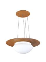 Pendente de Madeira Saturno Vidro Oval 40 cm Freijó/Branco