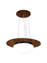 Pendente de Madeira Saturno Vidro Oval 45 cm Imbuia/Preto