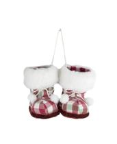 Pendente de Natal Botinha Xadrez Vermelho e Branco 7x6m