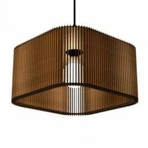 Pendente de Teto em Madeira MDF - Lustre Grande Quadrado para Sala de Estar e Jantar Pendente de Teto em Madeira MDF - Lustre Grande Quadrado para Sala de Estar e Jantar