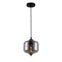 Pendente de Vidro Hanoi 21,5cmx18cm Bella Iluminação Preto e Fumê