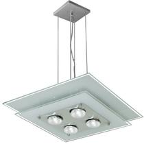 Pendente de vidro para 04 lâmpadas 44 cm x 44 cm - Branco