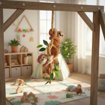 Pendente Decorativo Co Preguiça Com Macaco Marrom Claro