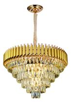 Pendente deTeto E14x15 Lâmpadas Metal Dourado Cristal Transp