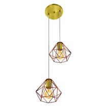 Pendente Diamante Aramado Duplo Cobre com Dourado Esplêndido