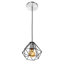 Pendente Diamante Aramado Escovado com Preto Fabuloso