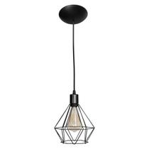 Pendente Diamante Aramado Preto Luminaria Lustre Teto Pendente Diamante Aramado Preto Luminaria Lustre Teto
