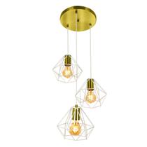 Pendente Diamante Aramado Triplo Branco/Dourado Esplêndido