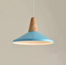 Pendente Dinâmica 1 Lamp. E27 - Azul/branco/madeira Pendente Dinâmica 1 Lamp. E27 - Azul/branco/madeira