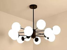 Pendente Dinâmica - Industrial Com 12 Globos De Vidro Preto Pendente Dinâmica - Industrial Com 12 Globos De Vidro Preto