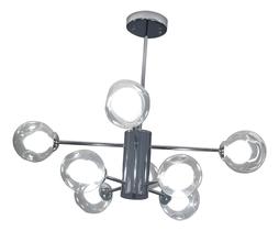 Pendente Dinâmica - Industrial Com 8 Globos De Vidro Cromado Pendente Dinâmica - Industrial Com 8 Globos De Vidro Cromado