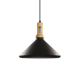 Pendente Dinâmica - Prato Preto Com Detalhe Cor De Madeira Pendente Dinâmica - Prato Preto Com Detalhe Cor De Madeira