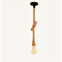 Pendente Doca Corda Bege 1,5M Canopla Preta 10cm E27 Bivolt Pendente Doca Corda Bege 1,5M Canopla Preta 10cm E27 Bivolt