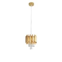 Pendente Dourado com Cristais + Lâm LED Quarto Mesa Aparador