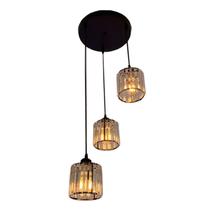 Pendente Dourado Com Cristal Transparente 3 Lâmpadas E27 Eletrorastro Pendente Dourado Com Cristal Transparente 3 Lâmpadas E27 Eletrorastro