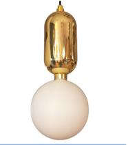 Pendente Dourado Com Globo Vidro - Ol Iluminaçao - Tom