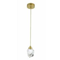 Pendente Dourado Diamante Transparente Led 3W Sala Zan97