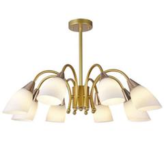 Pendente Dourado e Rose com Cúpulas Brancas 8E27 76cm Pendente Dourado e Rose com Cúpulas Brancas 8E27 76cm