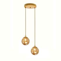 Pendente Dourado Globo Duplo 13,5cm - Bivolt