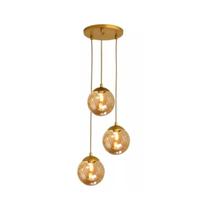 Pendente Dourado Globo Triplo 20cm - Alumínio/Vidro