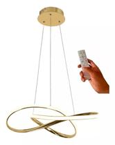 Pendente Dourado Moderno 40w Bivolt 3 cores luz + controle