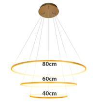 Pendente Dourado Ø80/60cm/40cm 90watts 3.000 Bivolt (Estilo Birdie) Pendente Dourado Ø80/60cm/40cm 90watts 3.000 Bivolt (Estilo Birdie)
