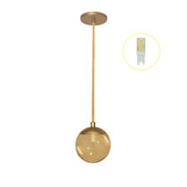 Pendente Dourado P/ Bancada Cozinha Cabeceira De Cama + Led