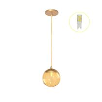 Pendente Dourado P/ Bancada Cozinha Cabeceira De Cama + Led
