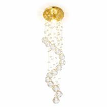Pendente Dourado Para sala Cristal Legítimo Vai montado Led Brinde