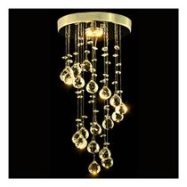 Pendente Dourado Para sala Cristal Legítimo Vai montado Led Brinde