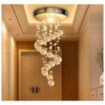 Pendente Dourado Para sala Cristal Legítimo Vai montado Led Brinde