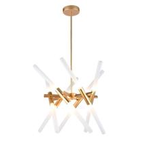 Pendente Dourado Vidros Leitosos 12 Lâmp Tube OR1190 Orluce Pendente Dourado Vidros Leitosos 12 Lâmp Tube OR1190 Orluce