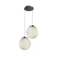 Pendente Duplo Globo De Vidro Leitoso Designer Moderno 30x30