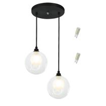 Pendente Duplo Harmony Bolinha Preto + Lampada G9 6000k