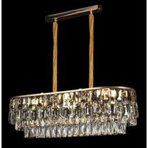 Pendente Duplo Lustre Oval Rico em Pingentes Cristais