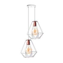 Pendente Duplo Vintage Aramado Cristal 24cm Aluminio Pendente Duplo Vintage Aramado Cristal 24cm Aluminio