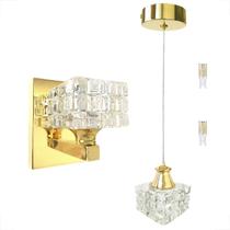 Pendente E Arandela De Cristal K9 Polido Cabeceira + Led