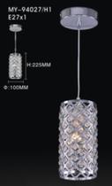 Pendente em cilindro de cristal para uma lâmpada E, 27