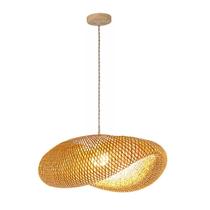 Pendente em Fibra Natural Bambu Artesanal Borneu 50cm 1L E27