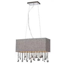 Pendente em Linho Grafite Cristais Fumê e Metais Cromados 55X33cm - Pier Iluminação - 71271N/BK