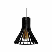 Pendente em Madeira - Funnel Light - Preto