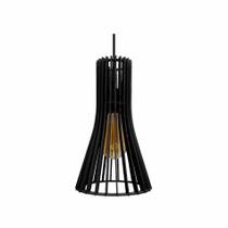 Pendente em Madeira - Long Funnel Light - Preto