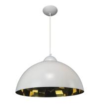 Pendente Esfera 40cm Branco Fosco/Ouro - Caisma - 3714-BRF/OU