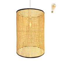 Pendente Fibra Natural 56x40 Palha indiana Sala Nat85 + Led Pendente Fibra Natural 56x40 Palha indiana Sala Nat85 + Led