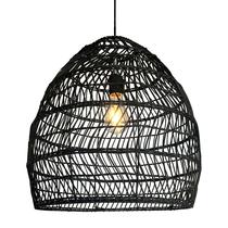 Pendente Fibra Natural Rattan Boho Mesa Sala Preto Nat55